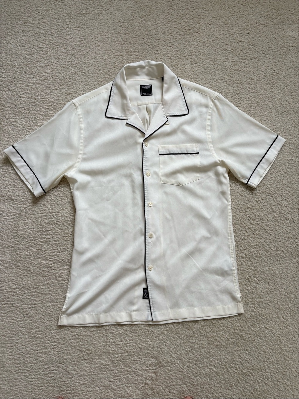 Todd Snyder Japanese Tipped Rayon Lounge Camp shirt sz XS, quiet luxury bowling